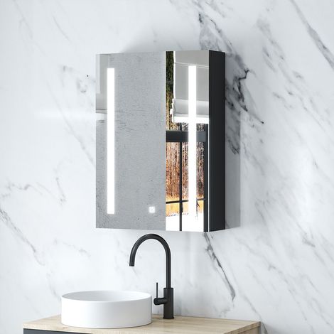 SKY 400x700mm Grey Wall-Hung Bathroom Mirror Cabinet with 3 Lights Modes and Shaver Socket Demister Pad (1/5)