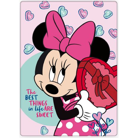 Couverture polaire 100x140 coeurs Minnie Mouse