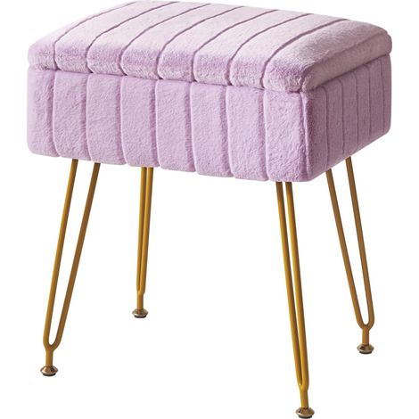 Tabouret vanité Chaise, Fausse Fourrure ottomane, Violet L/G-50V (1/5)
