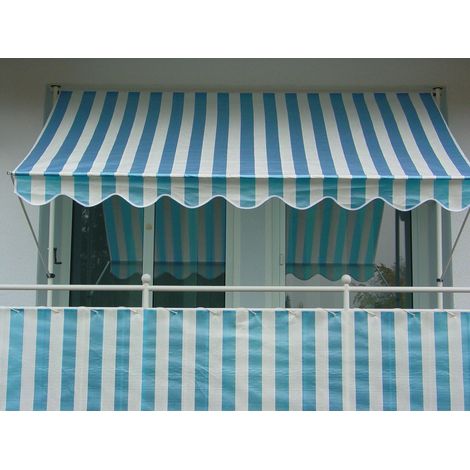 Auvent en Tissu PE Motif à Rayures Bleu 250 cm Mehrfarbig (1/5)