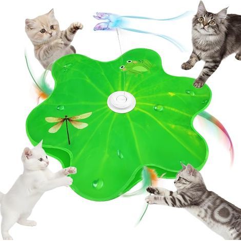 AUYAO Jouet Interactif pour Chat, Jouet Chat Interactif avec Plumes et Bruit de Souris Qui Couine, Jouet pour Chat Rechargeable et Silencieux, Jouet Automatique D'intérieur, Jeux pour Chat de Chasse (1/5)