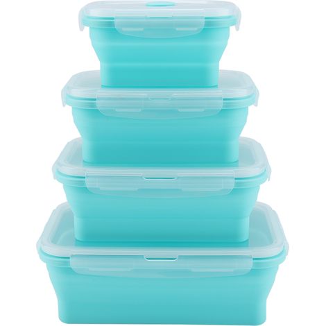 Boîte-repas pliable en silicone vert micro-ondable, récipient alimentaire portable (1/5)