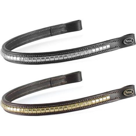 Frontalino Clincher in cuoio con riporti in metallo: FULL, Marrone