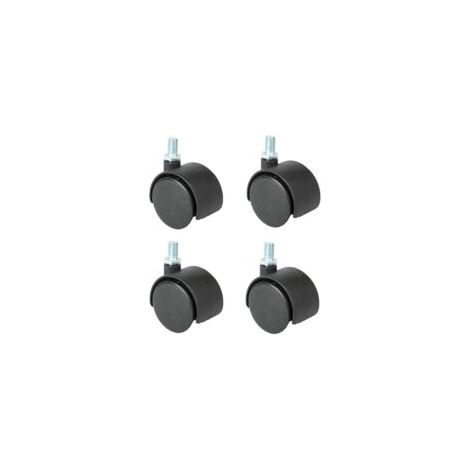 Drehstuhlrolle, 48-mm-Rolle, Ersatz-Lenkrolle, Büro-Lenkrolle, 4er-Pack mit Bremse (Farbe: Schwarz, Größe: 2 Zoll drehbar) - Crezuo (1/4)