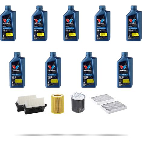Kit tagliando 4 FILTRI e 9L OLIO compatibile con Mercedes Classe M (W164) 350 cdi 170kw Dal 2010