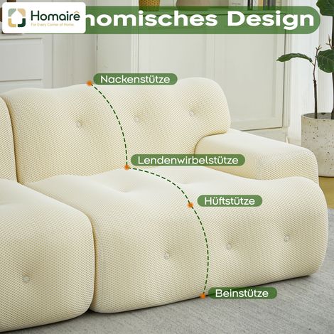 Canapé, tissu, beige 224 x 104 x 66 cm HOMAIRE (1/5)