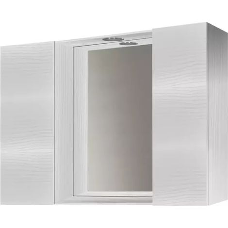 specchiera con 2 ante e faretto led bianco 81x16x60 cm