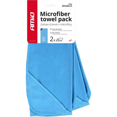 Paño de microfibra para limpiar ventanas y espejos 30x40 cm 2 unidades amio-03732 (1/3)