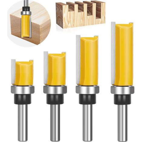 Router Bit Set of 4 8 mm Shank with Ball Bearings Tungsten Carbide Blade Woodworking Home DIY (1/5)