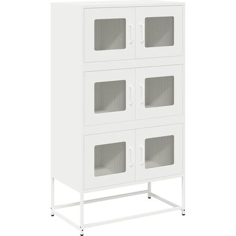 Buffet,Bahut,Meuble de Rangement haut blanc 68x39x123 cm acier CFW11402 (1/5)