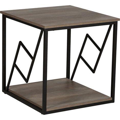Tavolino da Salotto Piano Legno Scuro Struttura Metallo Nero 56 x 56 cm Forres