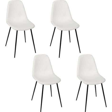 Lot de 4 Chaises - HOME DECO FACTORY - Scott - Côtele - Confortables - Beiges (1/5)