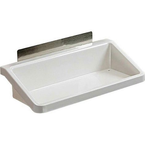 Étagère de rangement murale à ventouses en plastique pour salle de bain et cuisine, blanche (1/5)