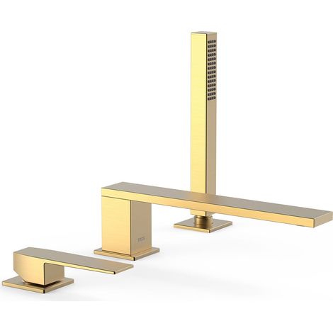 TRES 20216101OM SLIM Grifo Monomando para Borde De Bañera Color Oro Mate 24K - ref: 20216101OM
