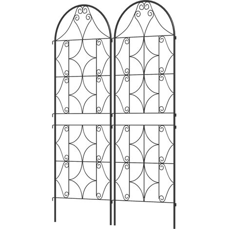 Ensemble de 2 treillis métalliques à emboîter, antirouille, support pour plantes grimpantes, 50 x 150 cm, noir