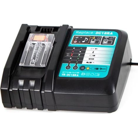 DC18RC 14.4V-18V 3A Chargeur Rapide Chargeur de Remplacement pour Makita DC18RA DC18RD Batteries pour BL1860B BL1850B BL1840 BL1830 BL1820 BL1430 BL1440 BL1450-RAPANDA (1/5)