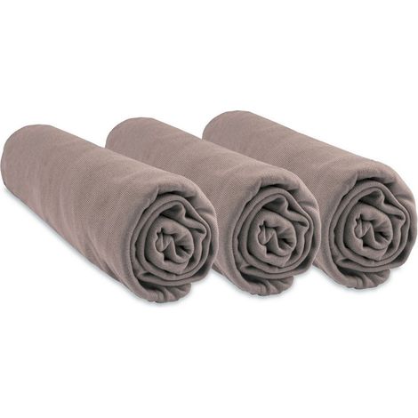 Lot de 3 Draps housse Bambou - 60x120 cm - Taupe (1/4)