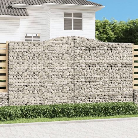 Gabion pour Pierres arqué 3 pcs Panier de gabions - Cage à pierre 400x30x220/240 cm Fer galvanisé BV307297 - BonneVie (1/5)