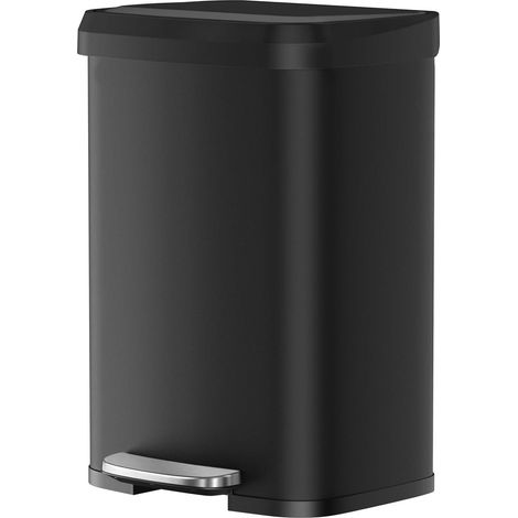 Poubelle de cuisine à pédale grande capacité 40,5 x 38,1 x 58,6 cm design moderne pratique en acier noir (1/3)