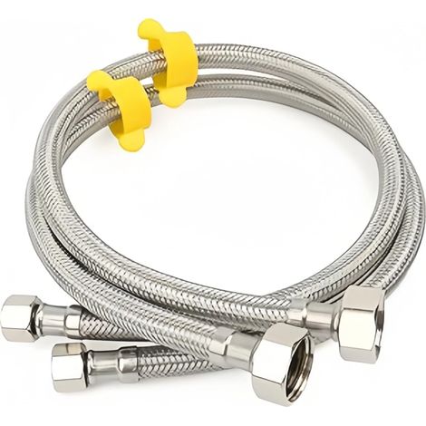 Lot de 2 tuyaux flexibles tressés en acier inoxydable G 1/2" x G 1/2" pour robinet de salle de bain, toilettes, évier de cuisine, 150 cm (1/5)