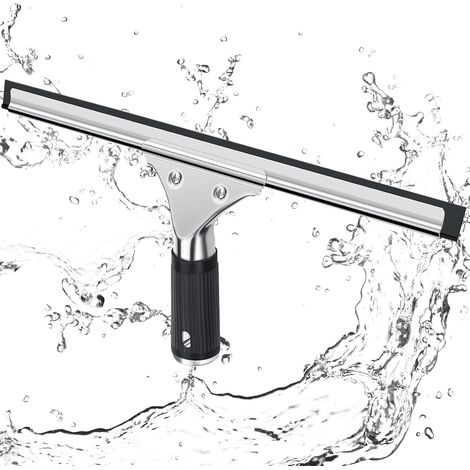 Tergivetro professionale in acciaio inox con lama da 30 cm, per pulire e asciugare vetri, piastrelle e finestre, rimuovendo ogni traccia d'acqua (nero) (1/5)