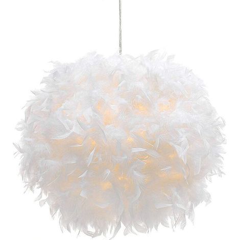 Abat-jour Plume pour Lumière de Pendentif Lustre de Plafond, Abat-jour pour lampe suspendue ou lampe de table, Décoration pour Chambre à Coucher, Salon et Mariage, Réducteur Inclus, 30 cm (1/5)