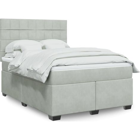 Boxspringbett mit Matratze Hellgrau 160x200 cm Samt