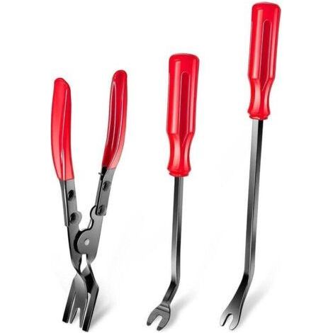 Three-piece clip removal tool kit, clip pliers, car interior disassembly kit, car dashboard and door panel repair kit. (1/4)