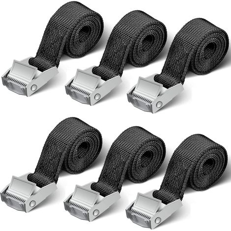 Lot de 8 Sangles d'Arrimage Courtes avec Serrure de Serrage Sangles d'Arrimage Courtes avec Cliquet Petites Sangles d'Arrimage pour Voiture, Vélo, Camion, Moto, Bagages, 38mmx1m, Noir (1/5)