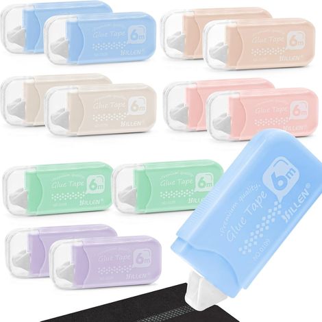 12Pcs Colle Roller, 6 mm x 6 m Souris Roller Colle Ruban Adhésif Double Face, pour Travaux Manuels, Scrapbooking, Journal, Fotos, Fotoalbum, Cartes (1/5)