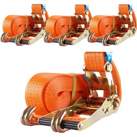 4x Profi Ratschen Spanngurt Spanngurte Zurrgurt 2-tlg 8m 4t 4to 4000kg TÜV/GS ORANGE (1/3)