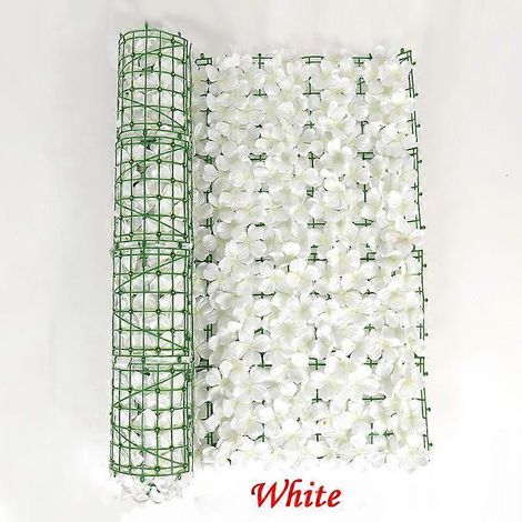 Panneau de clôture végétale en filet, disponible en 2 tailles, avec feuilles artificielles et fausses fleurs de cerisier.0,5 x 1 m blanc (1/5)