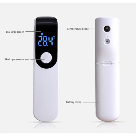 Thermomètre infrarouge frontal sans contact, portable et compact, 1 pièce, blanc, emballage anglais, usage domestique. (1/5)