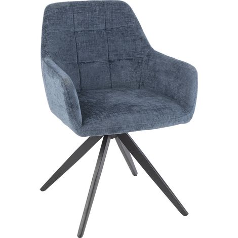 Chaise lounge bleu acier design confort pour salon moderne - Bleu velours profond et noir mat (1/5)