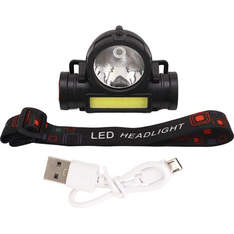 Lampe frontale d'extérieur étanche IPX4, ultra-lumineuse, avec chargeur USB, lampe torche COB pour la course à pied et le vélo (1/5)