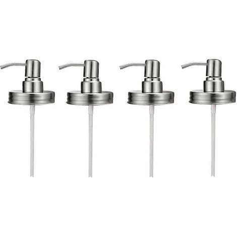 Lot de 4 couvercles pour distributeur de savon liquide avec pompe, pour pots de 473 ml (16 oz) à ouverture standard, couleur argent. (1/5)