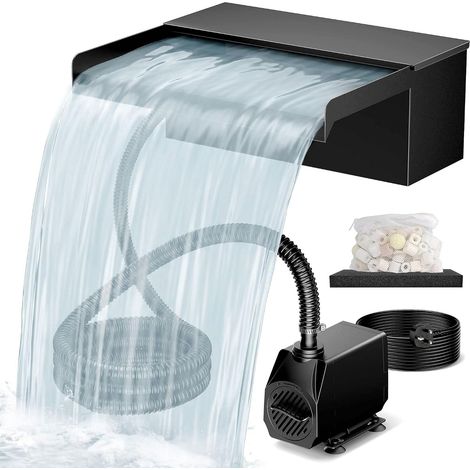Biling Cascade pour étang de Jardin de Filter, 30cm Acier Inoxydable, 40 W 2500 l/h Pompe de Bassin avec Cascade, décoration de Jardin, Bassin d'eau, Patio, terrasse, Mur d'eau, Bassin à carpes koï (1/5)