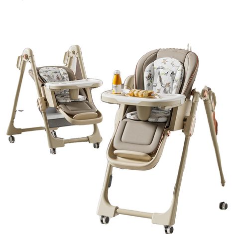 Seggiolone, pieghevole, con sedile regolabile, XCZY8122-KHAKI (1/2)