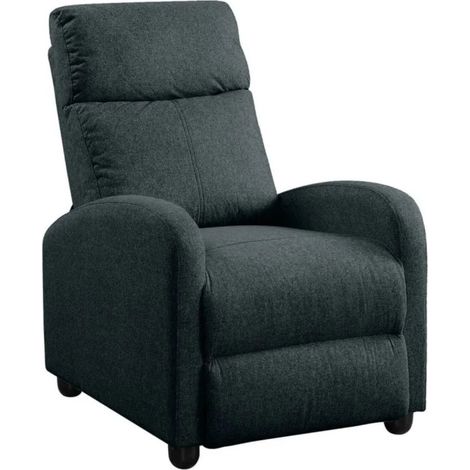 Fauteuil Relax Pushback Tissu Gris Foncé - CAMBERRA (1/4)