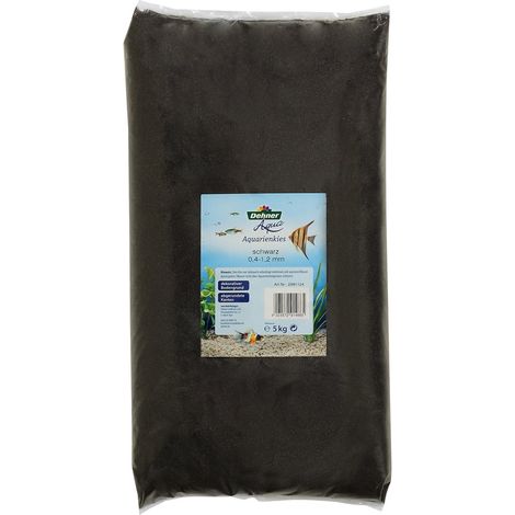 Dehner Aqua Sabbia per Acquario, Ghiaia fine per acquari, Sabbia di Colore Nero, Fondo Decorativo, Sabbia per Acquario, Ghiaia Decorativa, Grana 0,4 – 1,2 mm, Arrotondata, 5 kg (1/3)