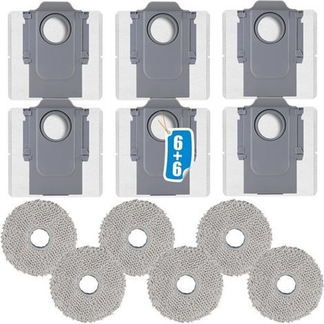 FENOPLASTICAEnsemble de 12 Accessoires pour Aspirateurs Robots Roborock Q Revo/Qrevo S/Qrevo Master/Qrevo Curve/Qrevo MaxV/Qrevo Pro/Qrevo Slim/Qrevo Plus, Avec 6 Sacs À Poussière Et 6 Serpillères (1/4)