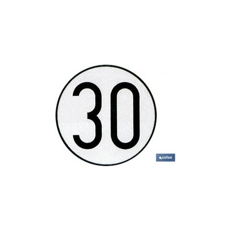 Zugelassenes Geschwindigkeitsschild 30 km/h, Durchmesser 200 mm, für Sonderfahrzeuge.