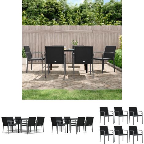 Rattanmöbel - vidaXL 7-tlg. Garten-Essgruppe mit Kissen Poly Rattan und Stahl - Stahlmöbel (1/5)