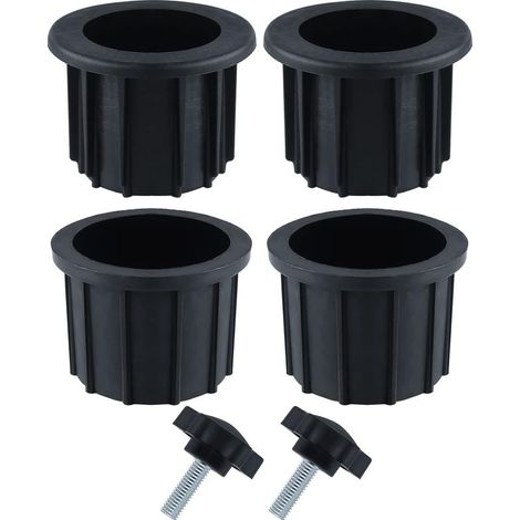 Deux jeux d'accessoires pour parasol – 6 pièces au total – 4 anneaux (1,5 pouce et 1,9 pouce) – 2 vis M8 de 40 mm – Plastique noir et acier inoxydable (1/5)