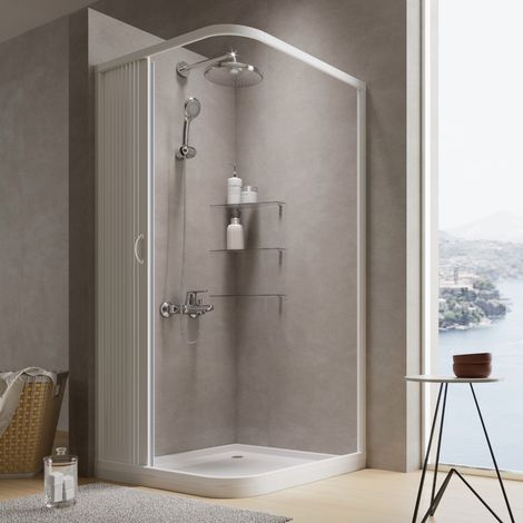 Box cabina doccia a soffietto in pvc cm h 185 con apertura laterale mod. Aster 75x75 cm (1/3)