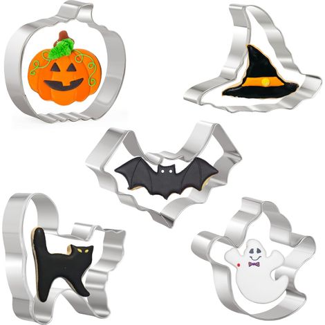 Ensemble de 5 emporte-pièces d'Halloween : citrouille, chauve-souris, fantôme, chapeau de sorcière, moules à pâtisserie en acier inoxydable