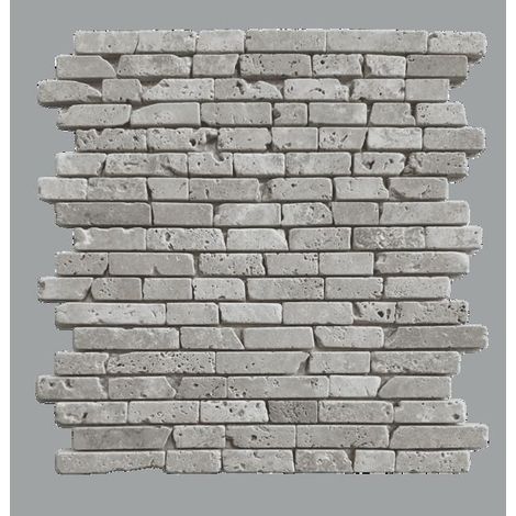 Mosaico in travertino - ALBEDO PIERRE - Bande strette - Avorio invecchiato - Muri e pavimenti interni - 30,5x33x1 cm