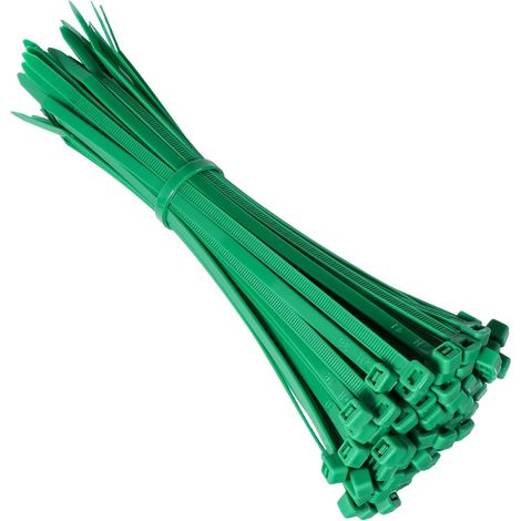 Collier de Serrage 200 x 5 mm Plastique, Attaches Nylon 5 X 200 Mm, Serre-câble Vert électricien, 100 Pièces