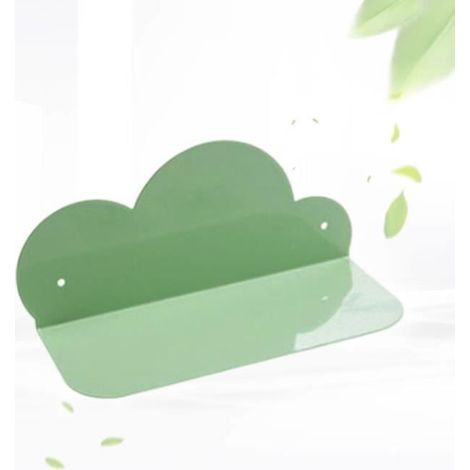1pc étagère murale en fer forgé forme nuage rack de stockage suspendu sans poinon pour cuisine salon (vert) (1/4)
