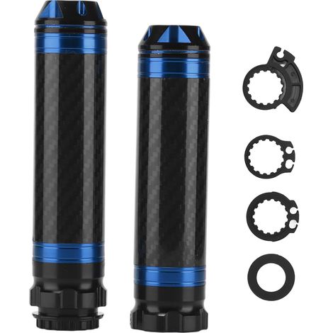 Poignées de Motocyclette, Grips de Barre, 2 Pièces en Carbone et Alliage d'Aluminium, Anti-Corrosion Imperméables Universal pour Barre 7/8in, Bleu (1/5)